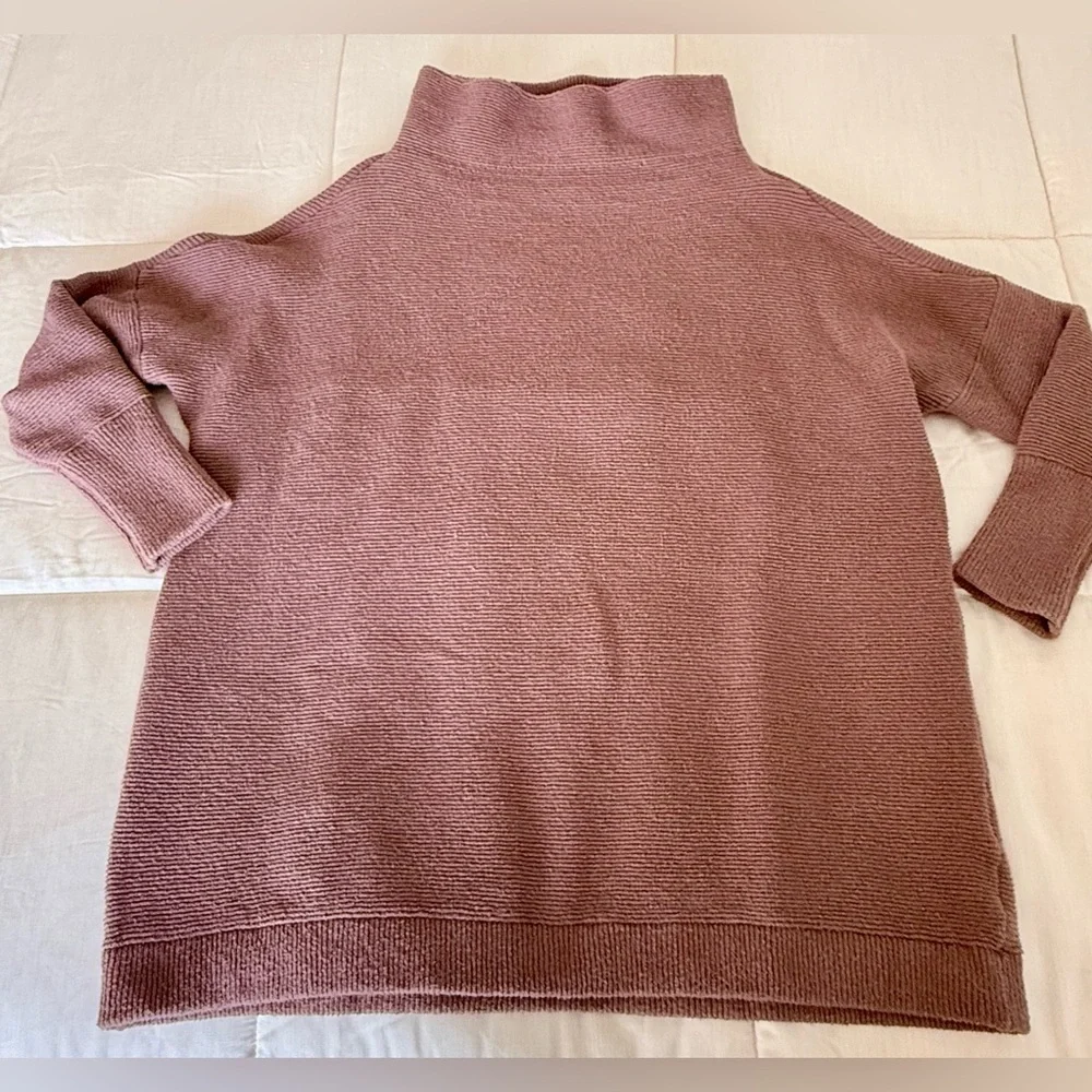 Free People Ottoman Slouchy Tunic sweater brown, nutmeg mock neck oversized XS